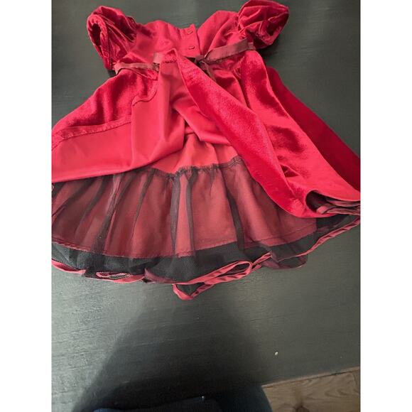 Girls Bonnie Baby Dress Red Velvet 24 Month 2 Collar Crinoline Christmas - Picture 4 of 6